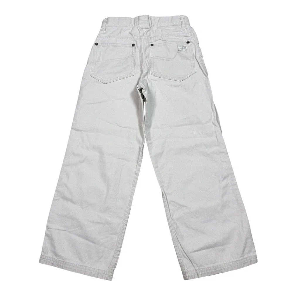 Gap Kids Industrial Worker Carpenter Pant White Canvas Wide Leg Utility Workwear